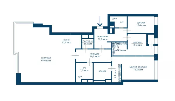 Продажа квартиры площадью 164 м² 11 этаж в Резиденция Монэ по адресу Пресня, 2-я Звенигородская ул. 11