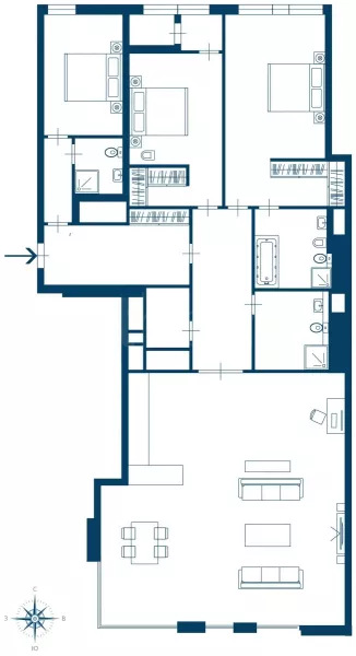 Продажа квартиры площадью 170 м² 9 этаж в Резиденция Монэ по адресу Пресня, 2-я Звенигородская ул. 11
